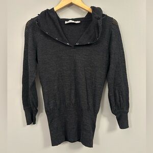 Karen Millen Charcoal Hooded Knit Sweater Size 3